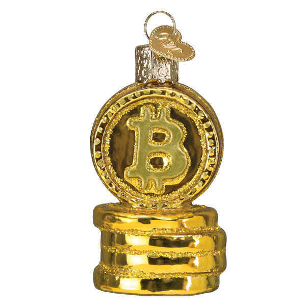 Old World Christmas Bitcoin Blown Glass Ornament
