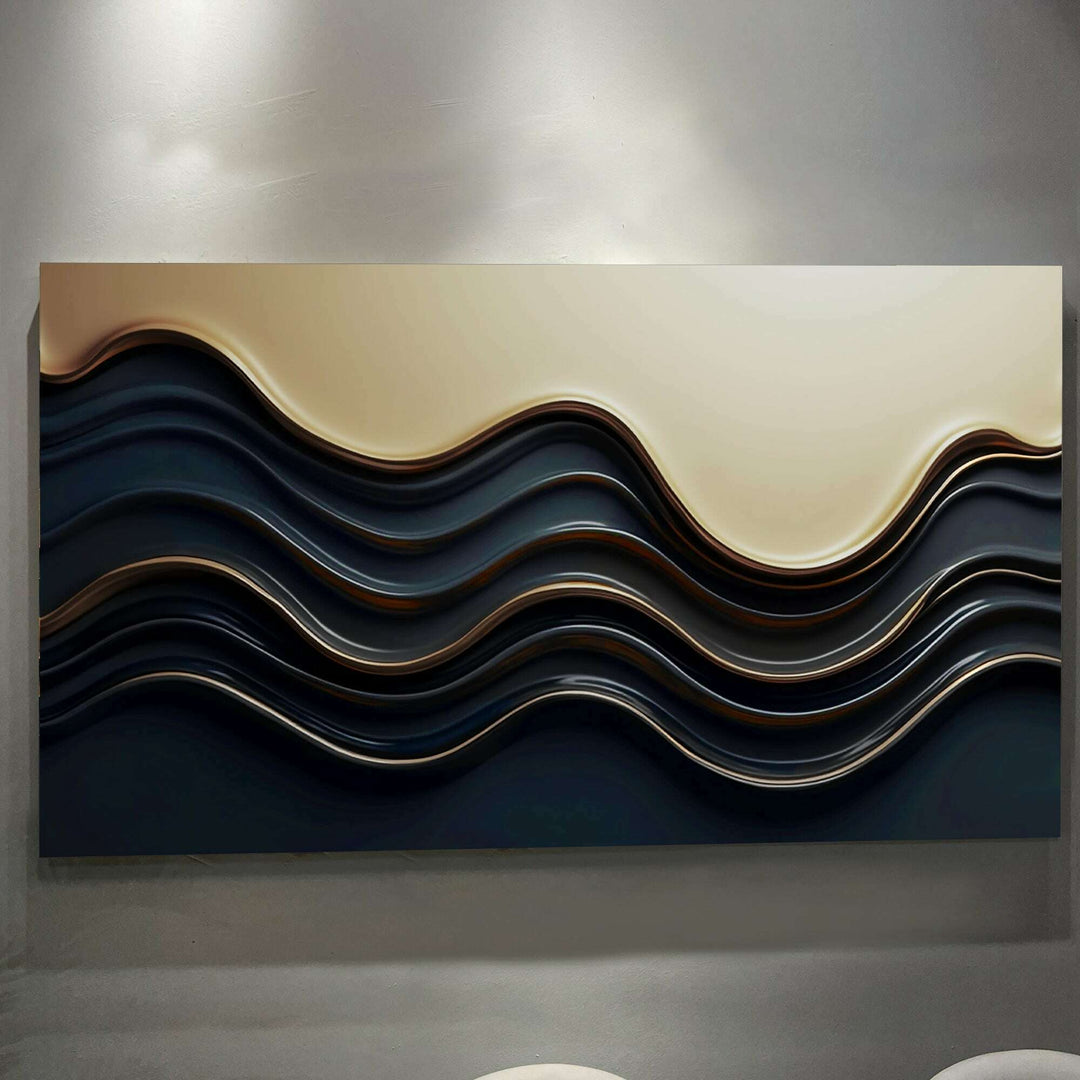 Black and Gold Minimalist Abstract Wall Art III