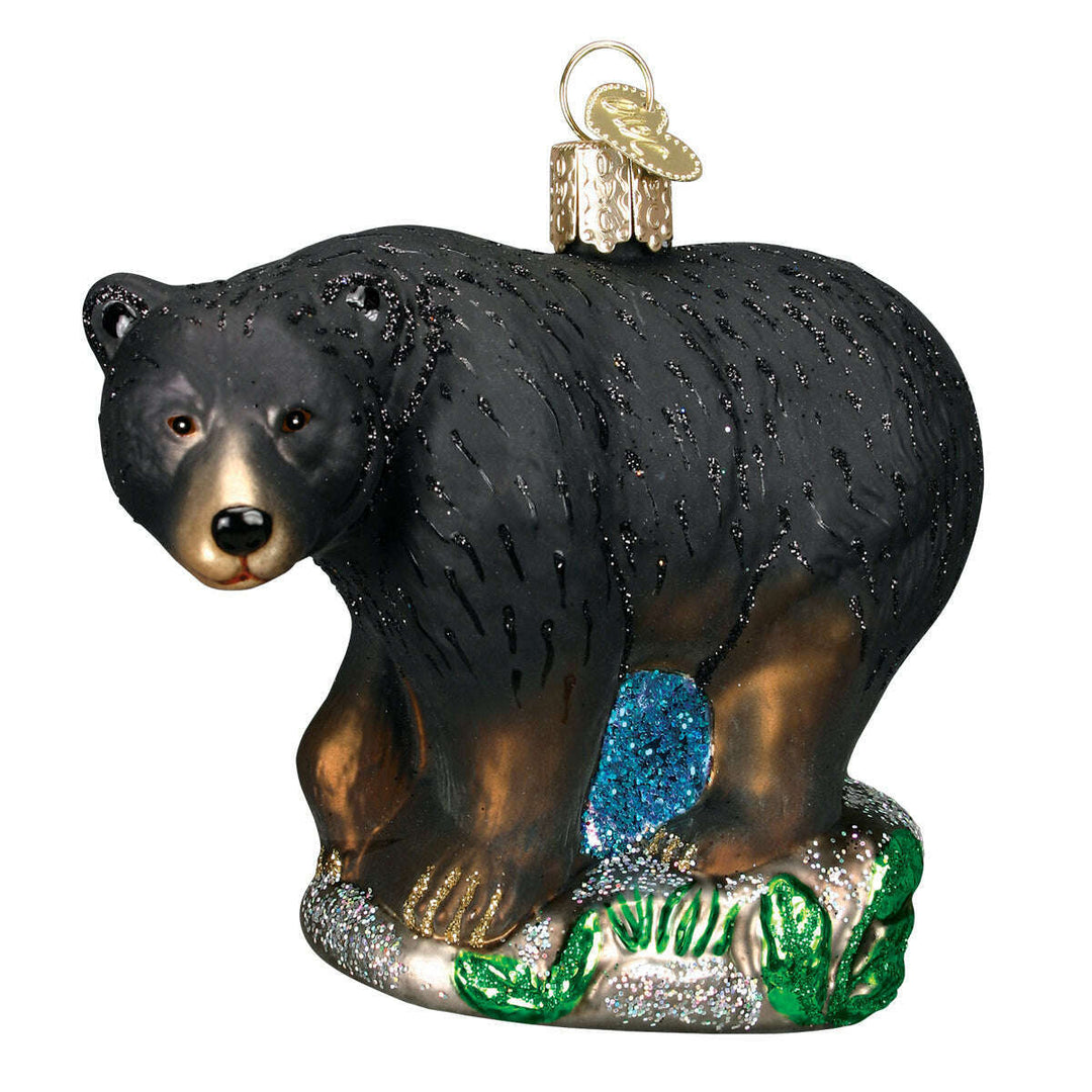 Old World Christmas Black Bear Blown Glass Ornament