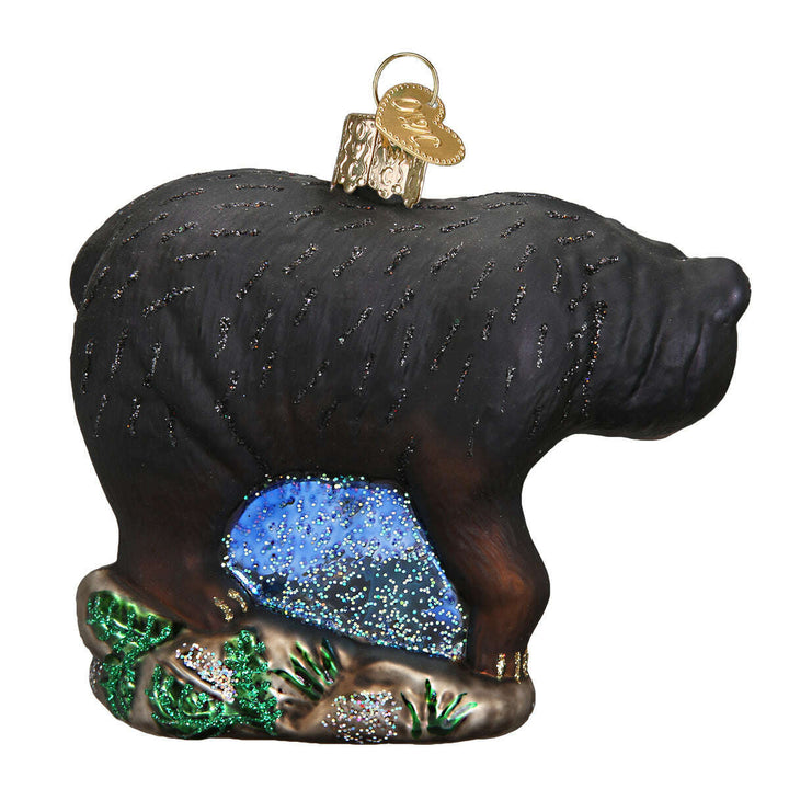 Old World Christmas Black Bear Blown Glass Ornament