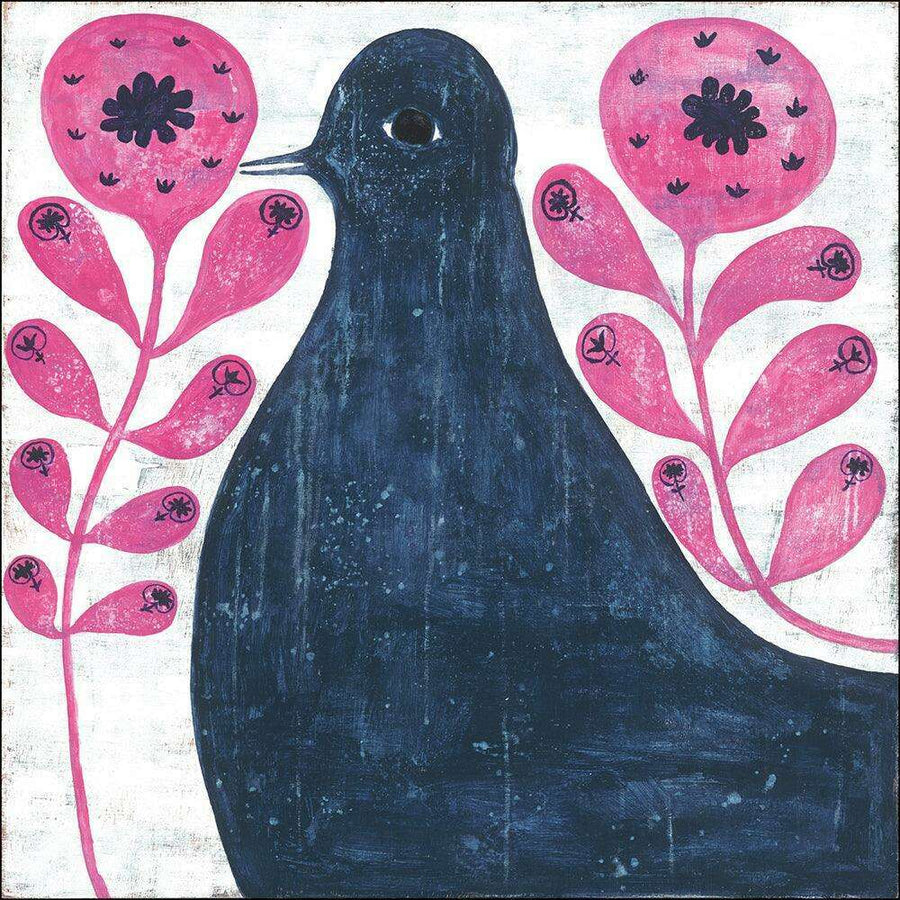 "Black Bird in Flowers" Gallery Wrap Art Print - Quirks!