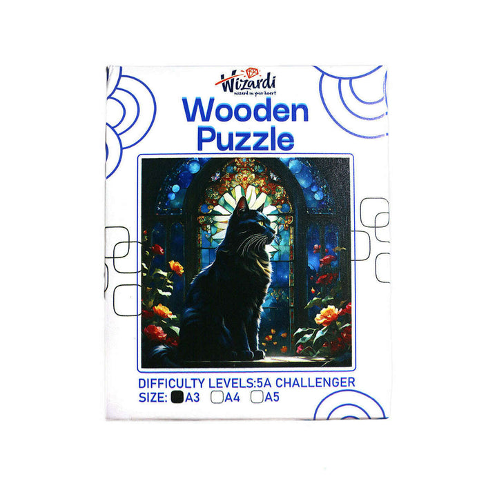 Black Cat - Jigsaw Wooden Puzzle by Wizardi F07N9-14