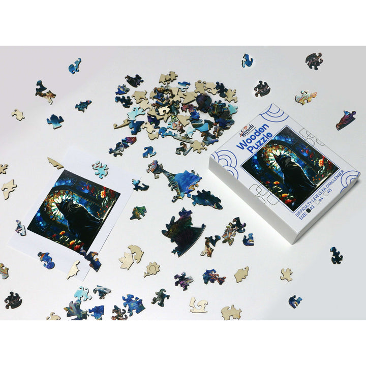 Black Cat - Jigsaw Wooden Puzzle by Wizardi F07N9-14