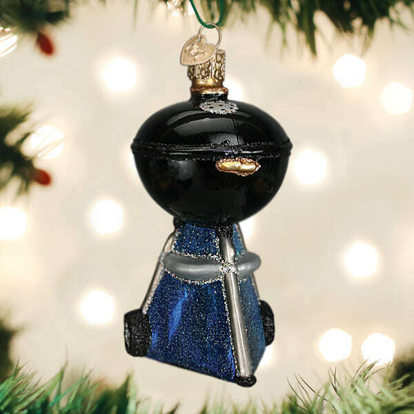 Old World Christmas Black Classic Barbecue Blown Glass Ornament
