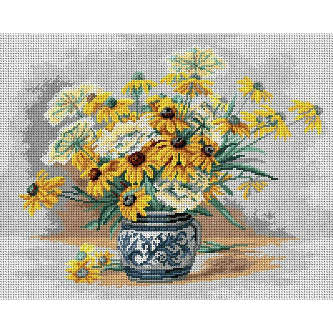 Black Eyed Susans 3489M Needlepoint canvas for halfstitch without yarn