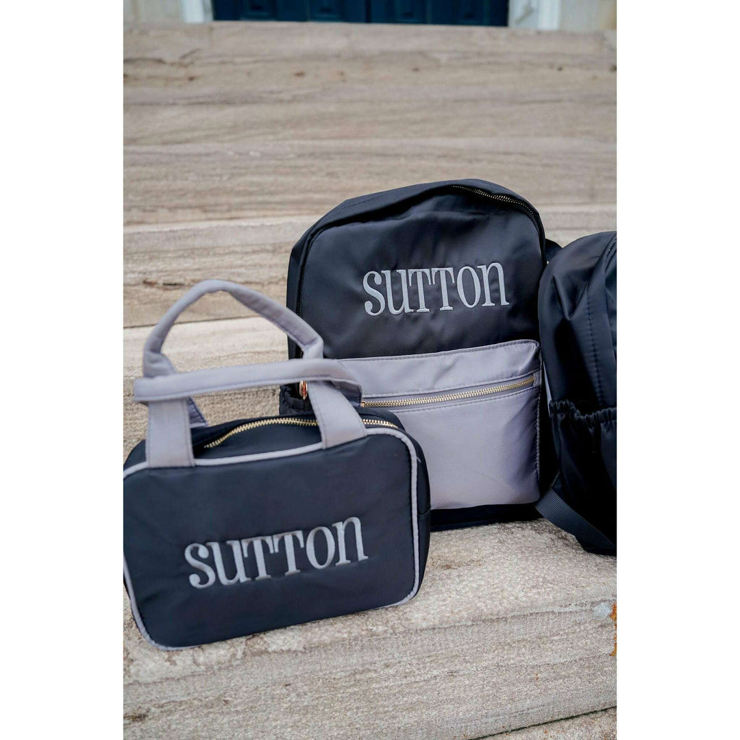 Black + Grey Colorblock Backpack PLAIN NO EMBROIDERY