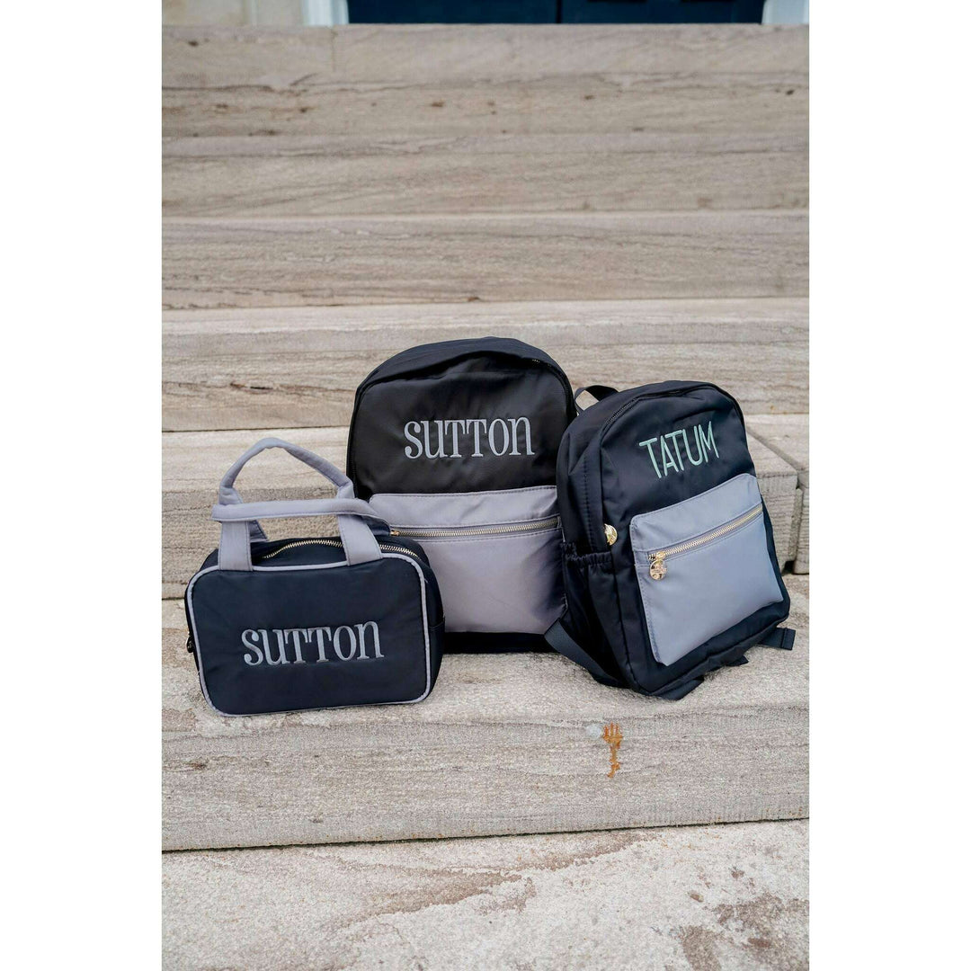 Black + Grey Colorblock Backpack PLAIN NO EMBROIDERY
