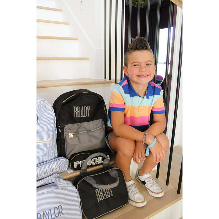 Black + Grey Colorblock Backpack PLAIN NO EMBROIDERY