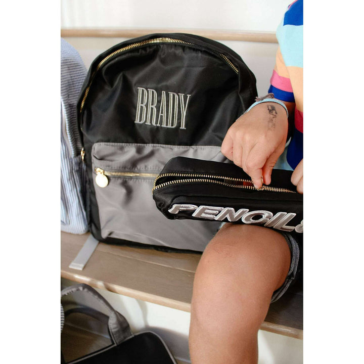 Black + Grey Colorblock Backpack PLAIN NO EMBROIDERY
