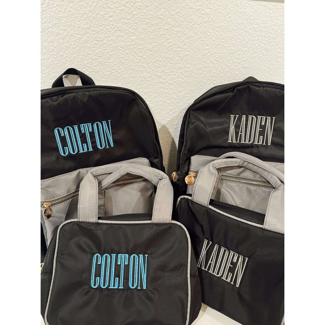 Black + Grey Colorblock Backpack PLAIN NO EMBROIDERY