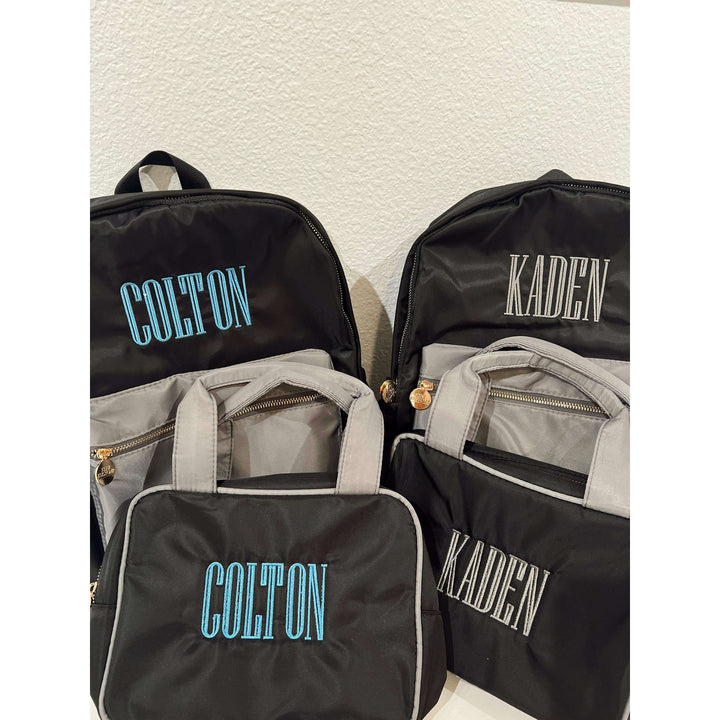 Black + Grey Colorblock Backpack PLAIN NO EMBROIDERY