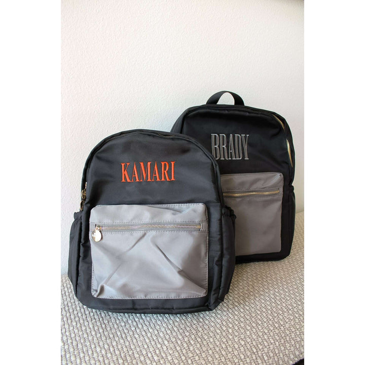 Black + Grey Colorblock Backpack PLAIN NO EMBROIDERY