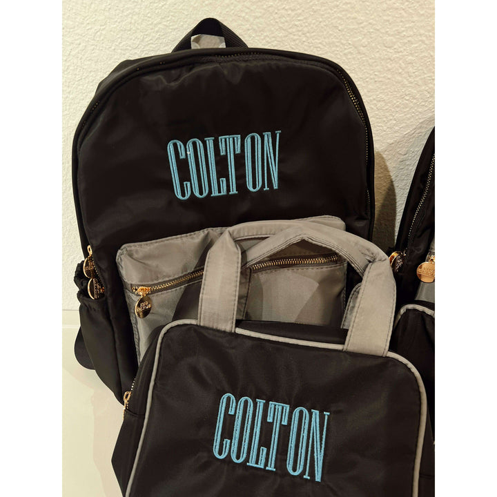 Black + Grey Colorblock Backpack PLAIN NO EMBROIDERY