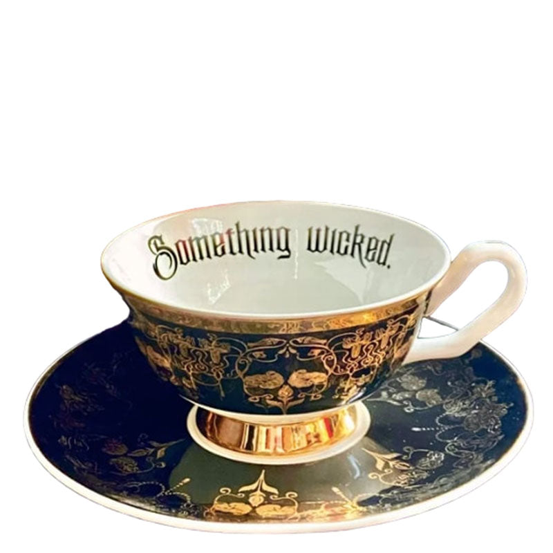 Black Nouveau Something Wicked Insult Teacup and Saucer by Miss Havisham