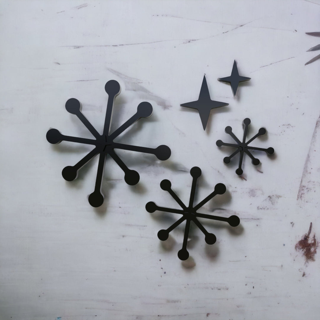 Midcentury Modern Atomic Jacks & Stars Wall Decor