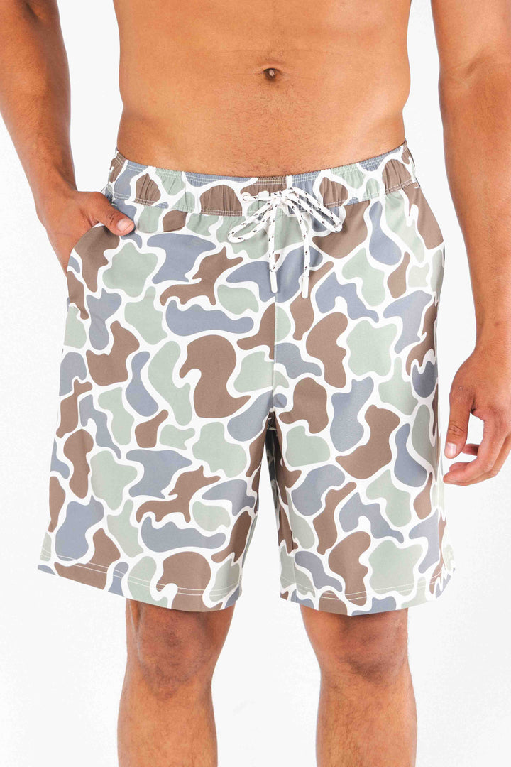 The Blender | Grey Duck Camo Ball Hammock® Pouch 8" Swim Trunks