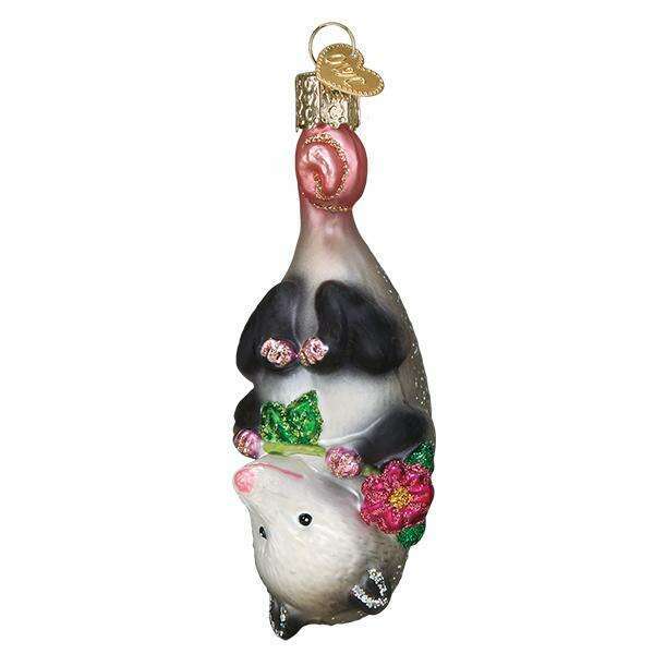 Old World Christmas Blossom Opossum Blown Glass Ornament