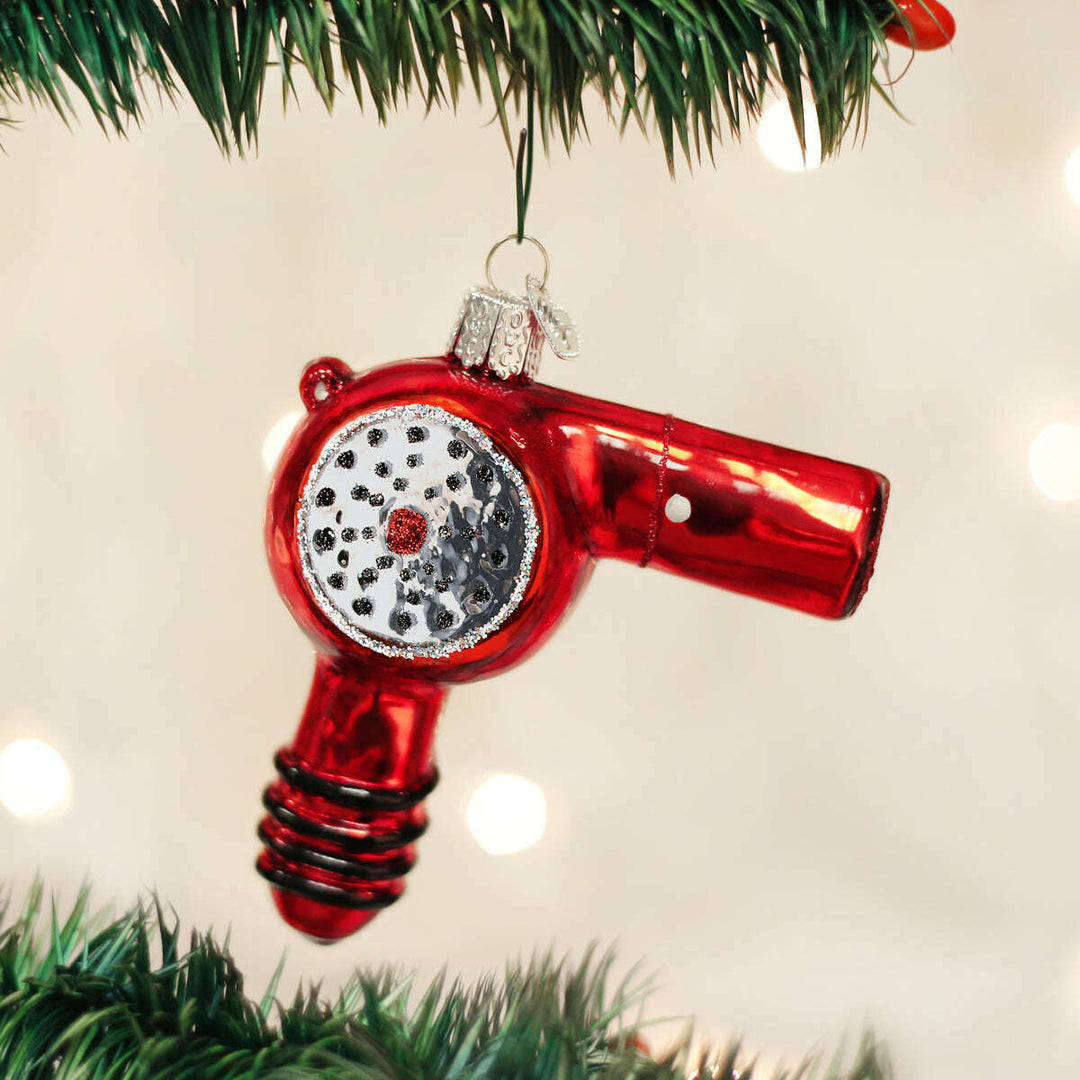 Old World Christmas Blow Dryer Blown Glass Ornament