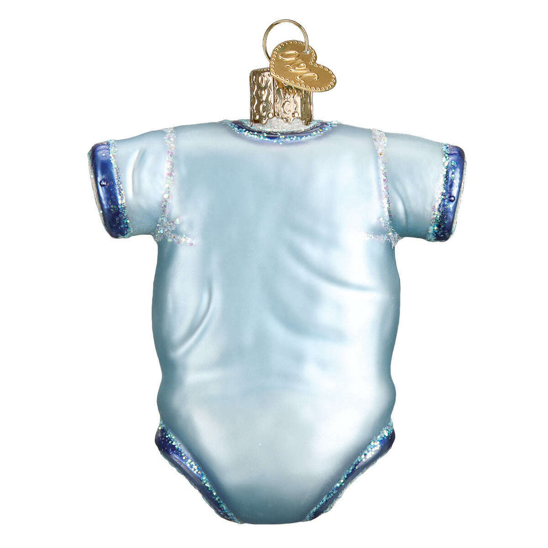 Old World Christmas Blue Baby Onesie Blown Glass Ornament