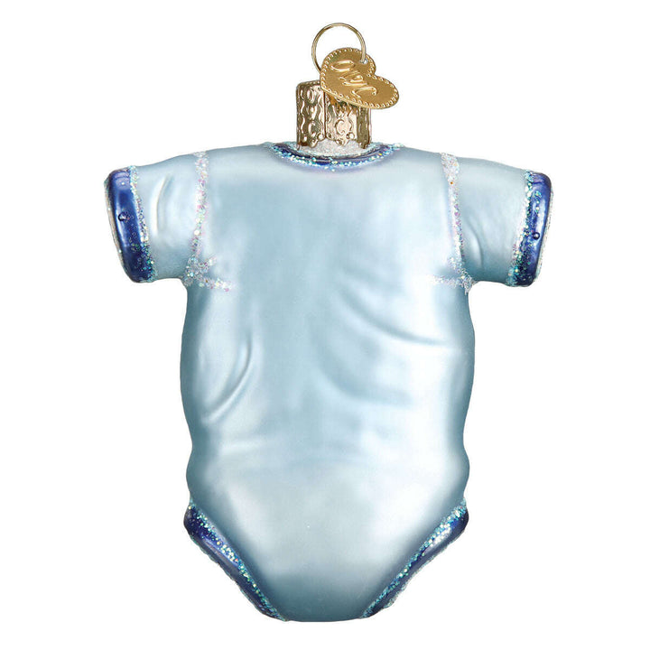 Old World Christmas Blue Baby Onesie Blown Glass Ornament