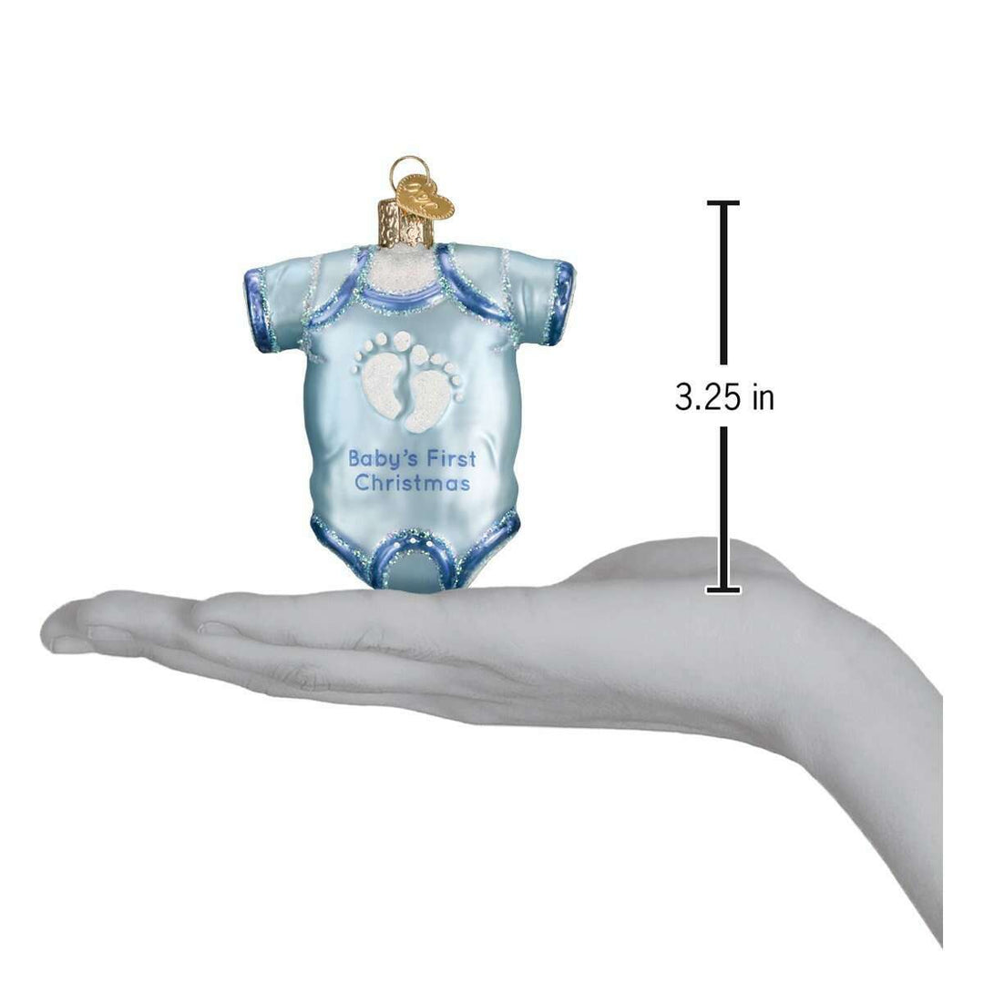 Old World Christmas Blue Baby Onesie Blown Glass Ornament