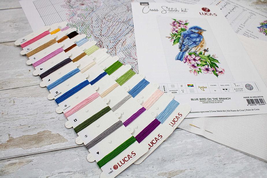 Blue bird on the branch  B1198L Counted Cross-Stitch Kit