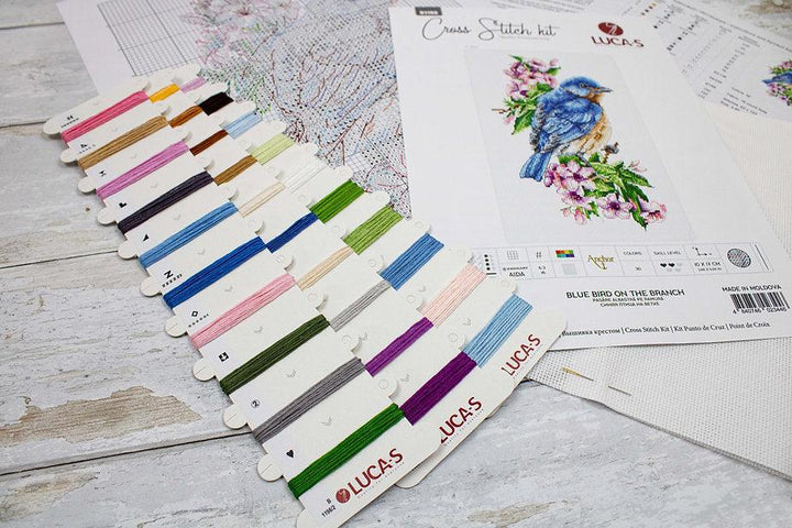 Blue bird on the branch  B1198L Counted Cross-Stitch Kit