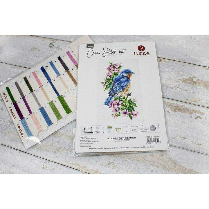 Blue bird on the branch  B1198L Counted Cross-Stitch Kit