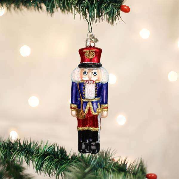 Old World Christmas Blue Coat Soldier Nutcracker Blown Glass Ornament