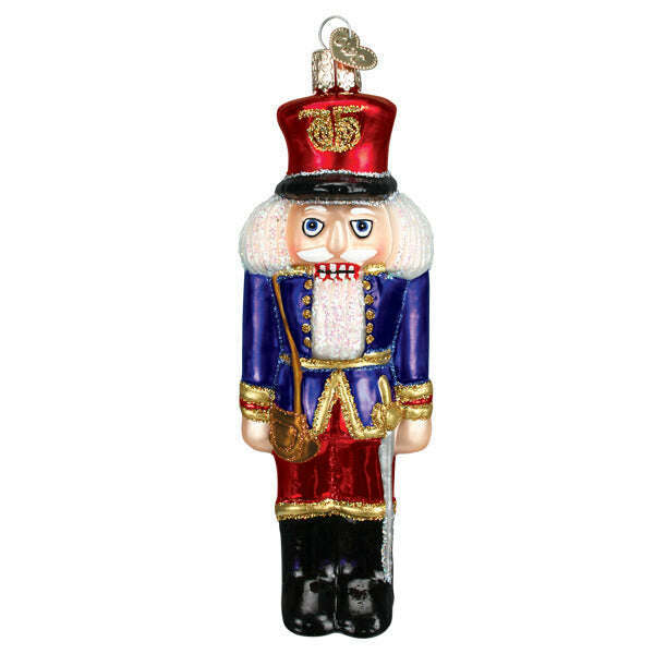 Old World Christmas Blue Coat Soldier Nutcracker Blown Glass Ornament