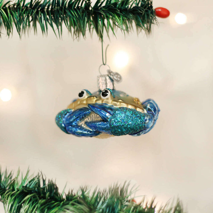 Old World Christmas Blue Crab Blown Glass Ornament