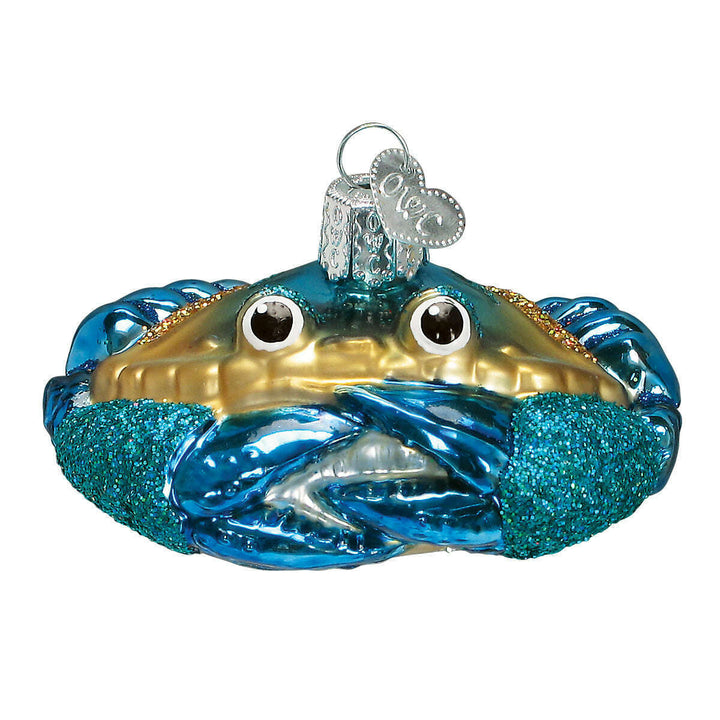 Old World Christmas Blue Crab Blown Glass Ornament