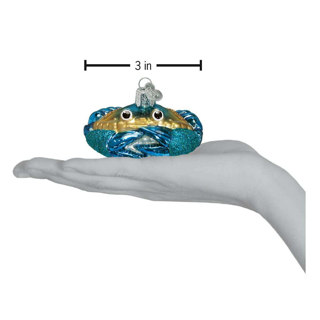 Old World Christmas Blue Crab Blown Glass Ornament