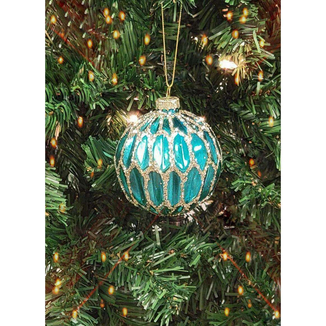 Blue Ice Glass Ball Christmas Ornament F07M7-16(LH76-23047)
