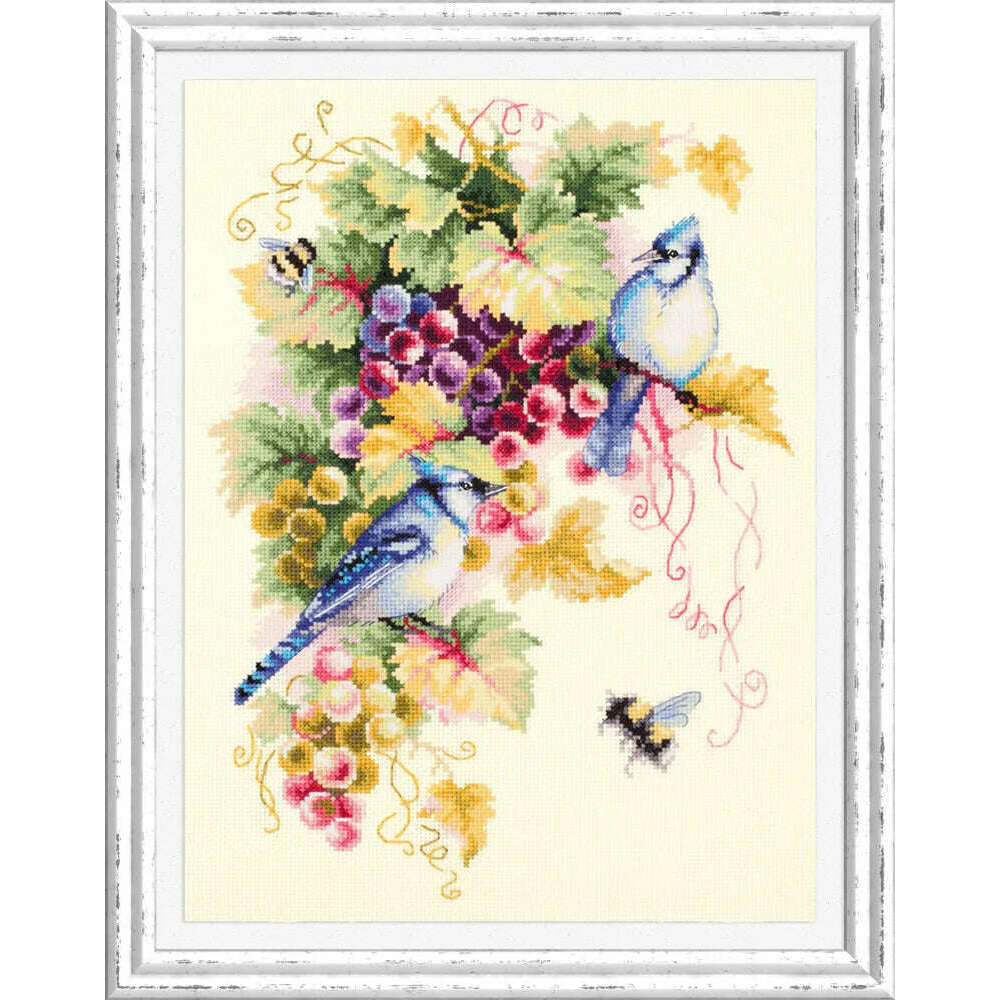 Blue Jay and Grapes 130-022 Counted Cross-Stitch Kit