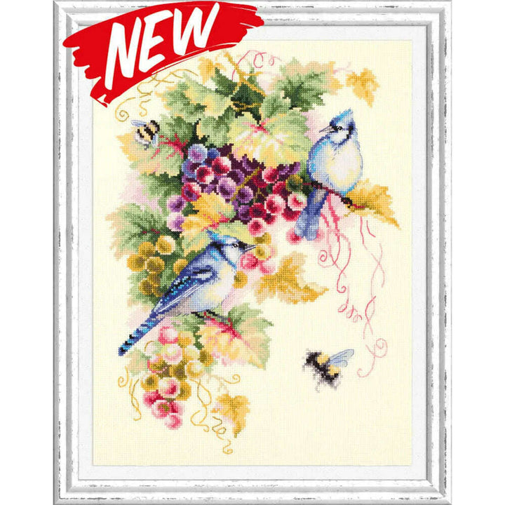 Blue Jay and Grapes 130-022 Counted Cross-Stitch Kit