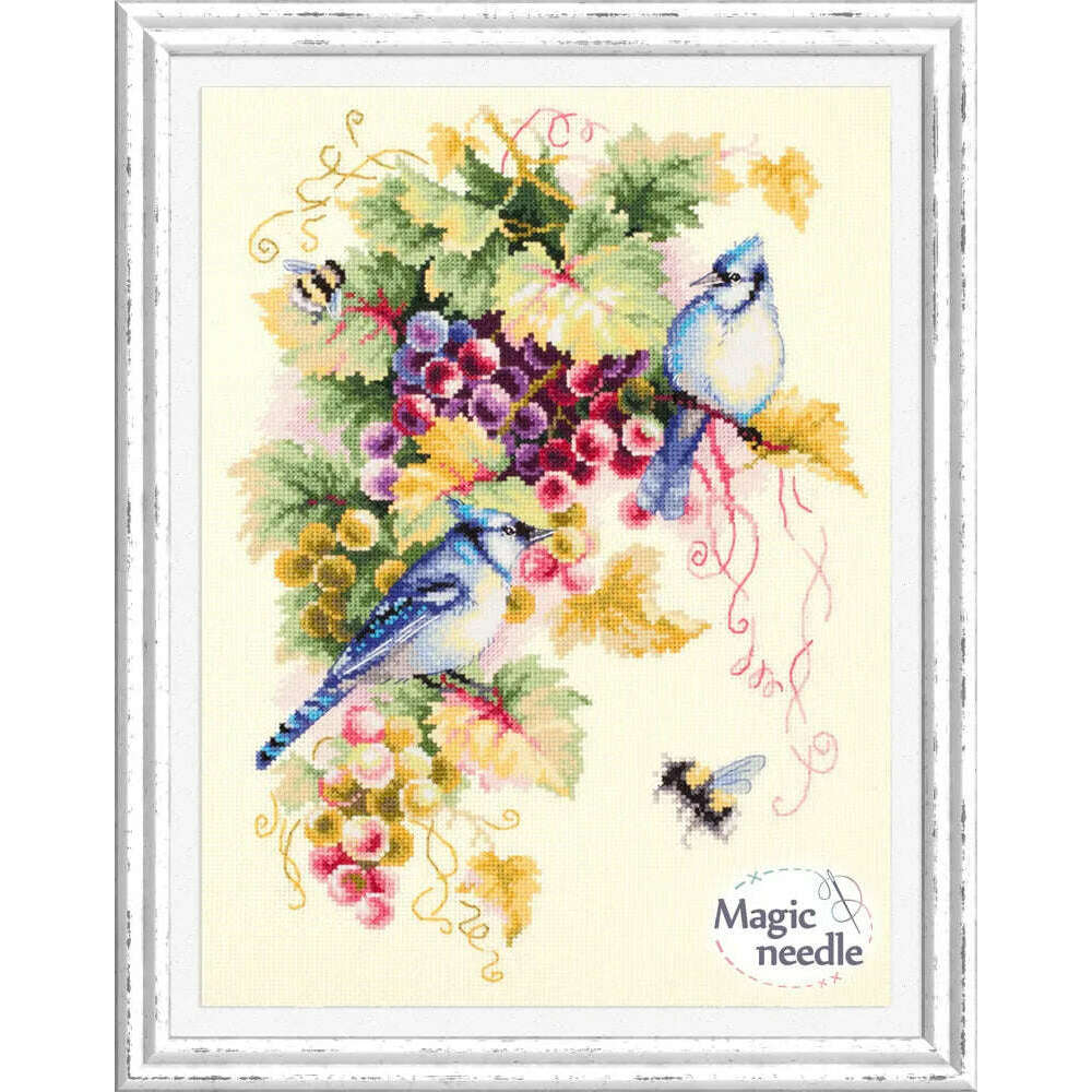 Blue Jay and Grapes 130-022 Counted Cross-Stitch Kit