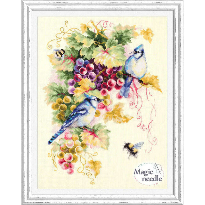Blue Jay and Grapes 130-022 Counted Cross-Stitch Kit