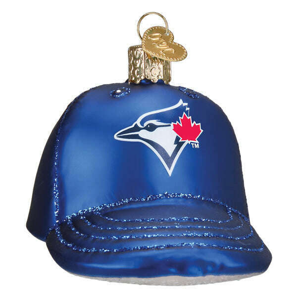 Old World Christmas Blue Jays Baseball Cap Blown Glass Ornament