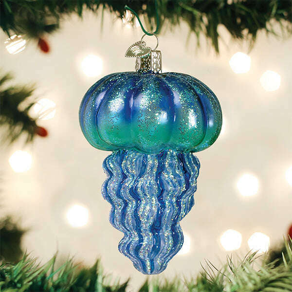 Old World Christmas Blue Jellyfish Blown Glass Ornament