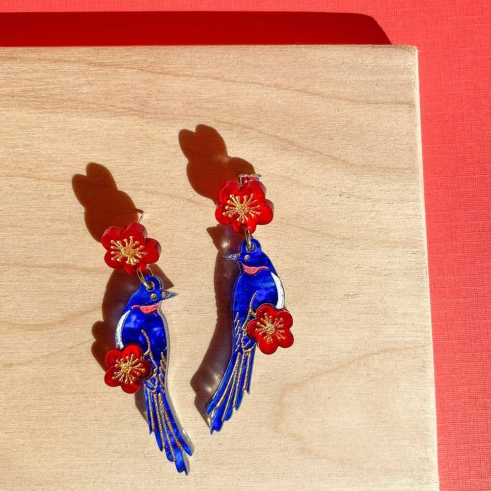 Blue Magpie Earrings 2