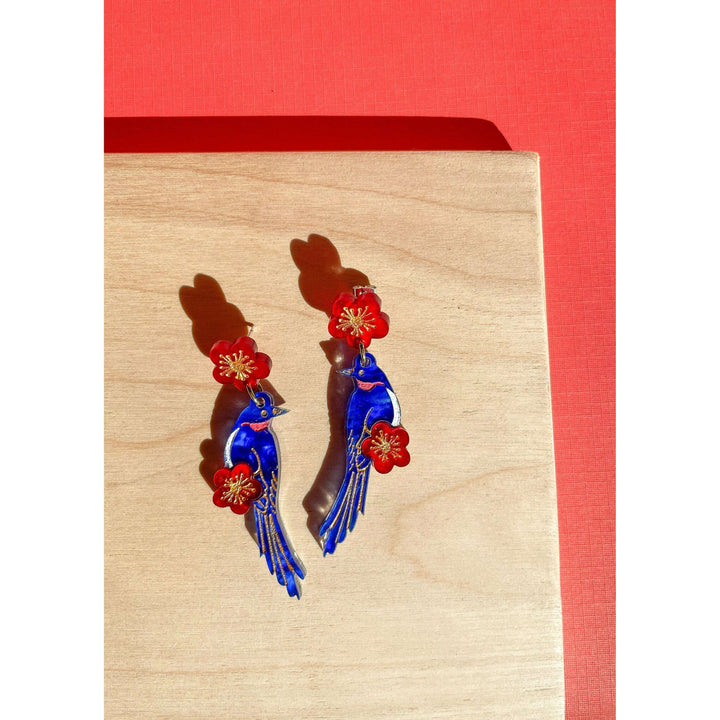 Blue Magpie Earrings