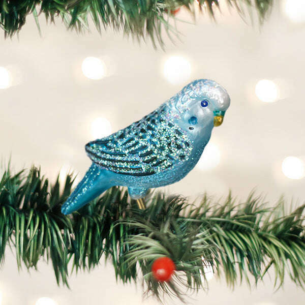 Old World Christmas Blue Miniature Parakeet Blown Glass Ornament