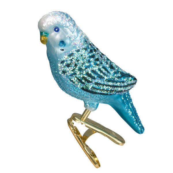 Old World Christmas Blue Miniature Parakeet Blown Glass Ornament
