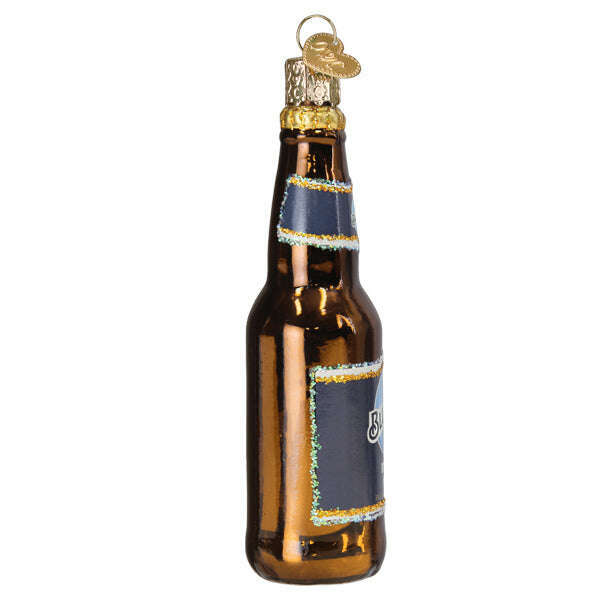 Old World Christmas Blue Moon Bottle Blown Glass Ornament