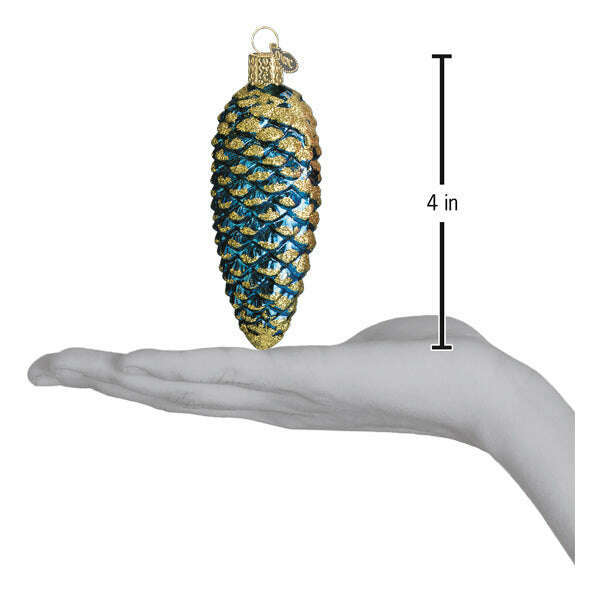 Old World Christmas Blue Shimmering Cone Blown Glass Ornament