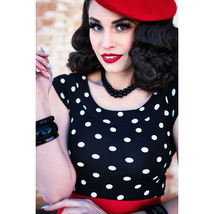 Boat Neck Top in Polka Dots
