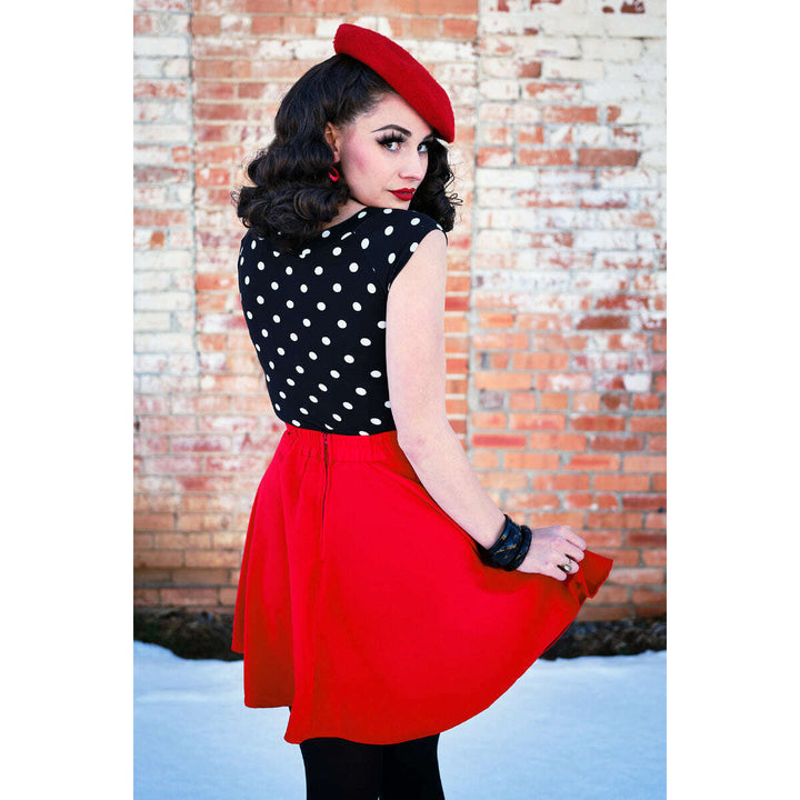Boat Neck Top in Polka Dots