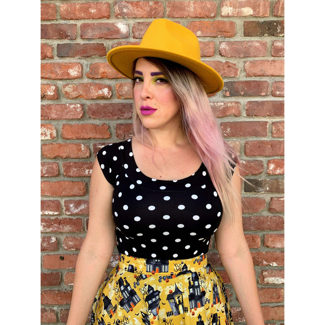 Boat Neck Top in Polka Dots