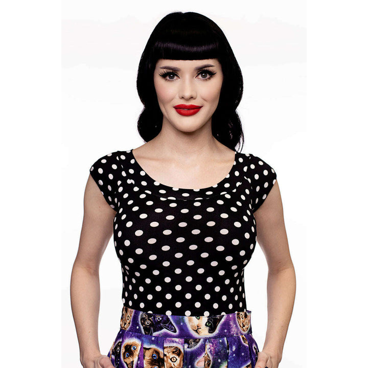 Boat Neck Top in Polka Dots